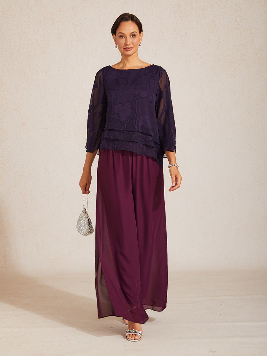 Straight Pants with Chiffon Layer