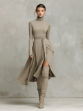 Knitted Midi Dress for Women with Long Flattering Sleeves MDA2446G6I