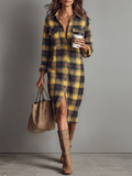 Midi Dress with Long Sleeves in Flannel for Women MDA2294J2Y