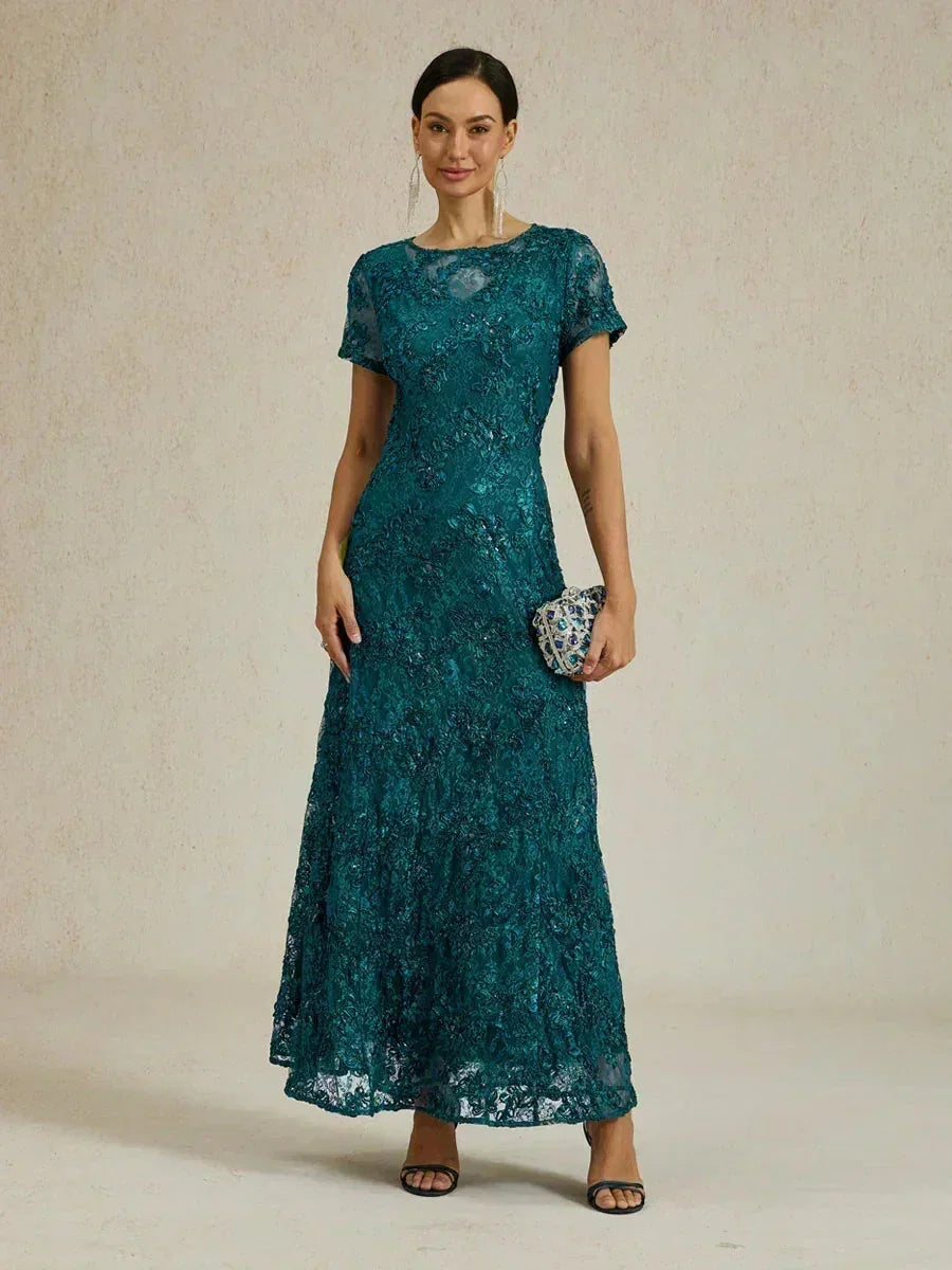 A-Line Lace Dresses with Sequin Embellishments
