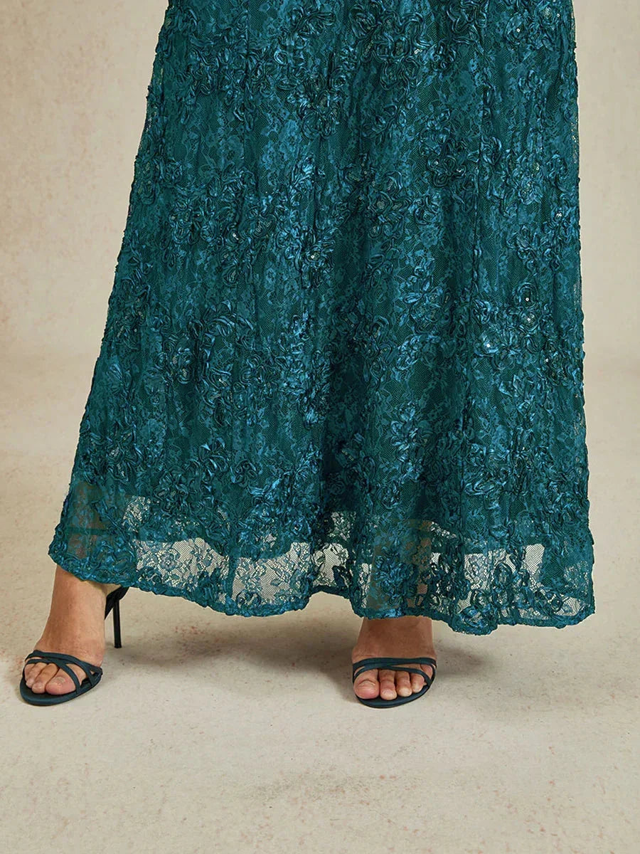 A-Line Lace Dresses with Sequin Embellishments