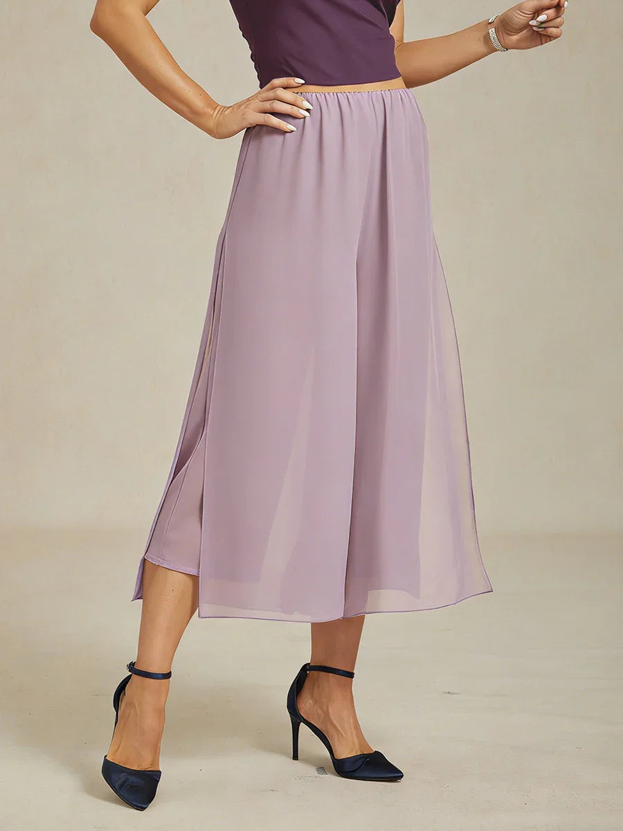 Straight Short Pants with Chiffon Layer