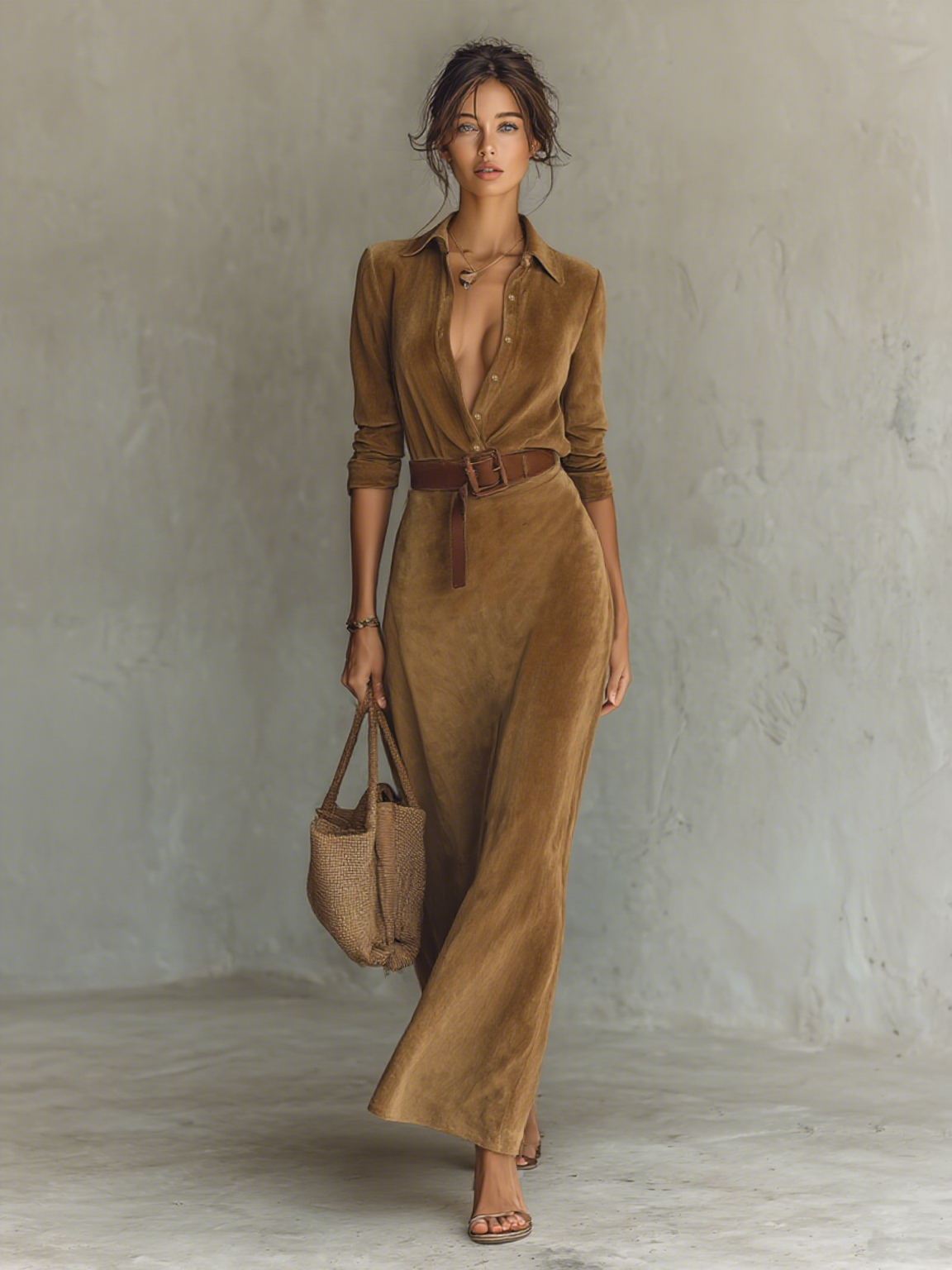 Maxi Dresses with One Button and Cap Sleeve for Women MDA1205H8Y