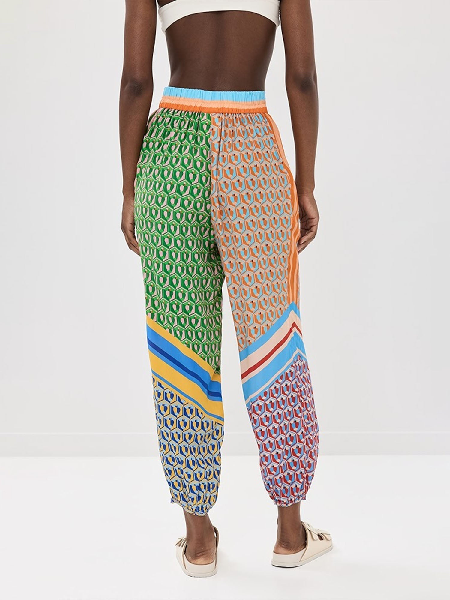Wide Bloomer Pants with Geometric Print