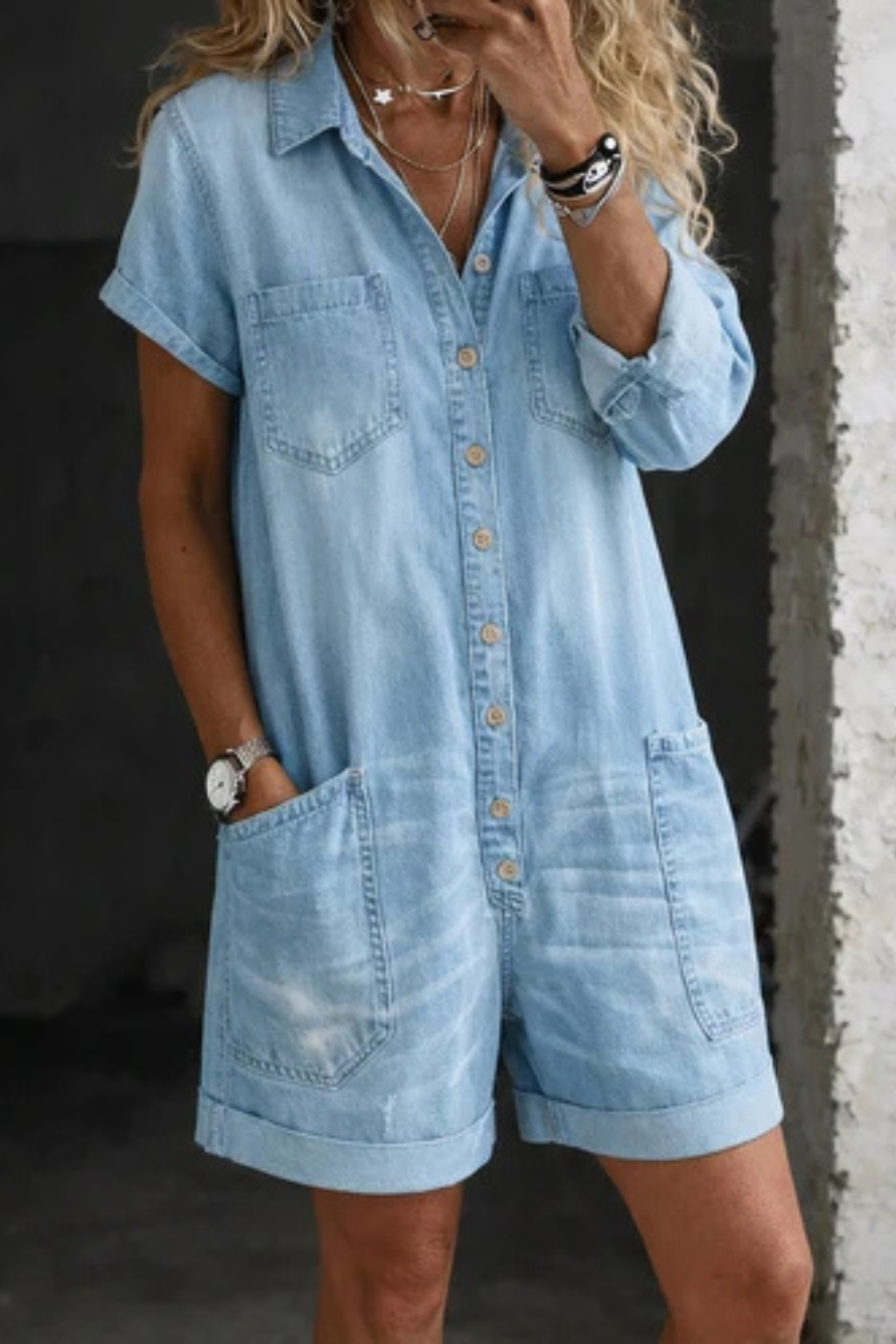 Short Casual Denim-Look Pants