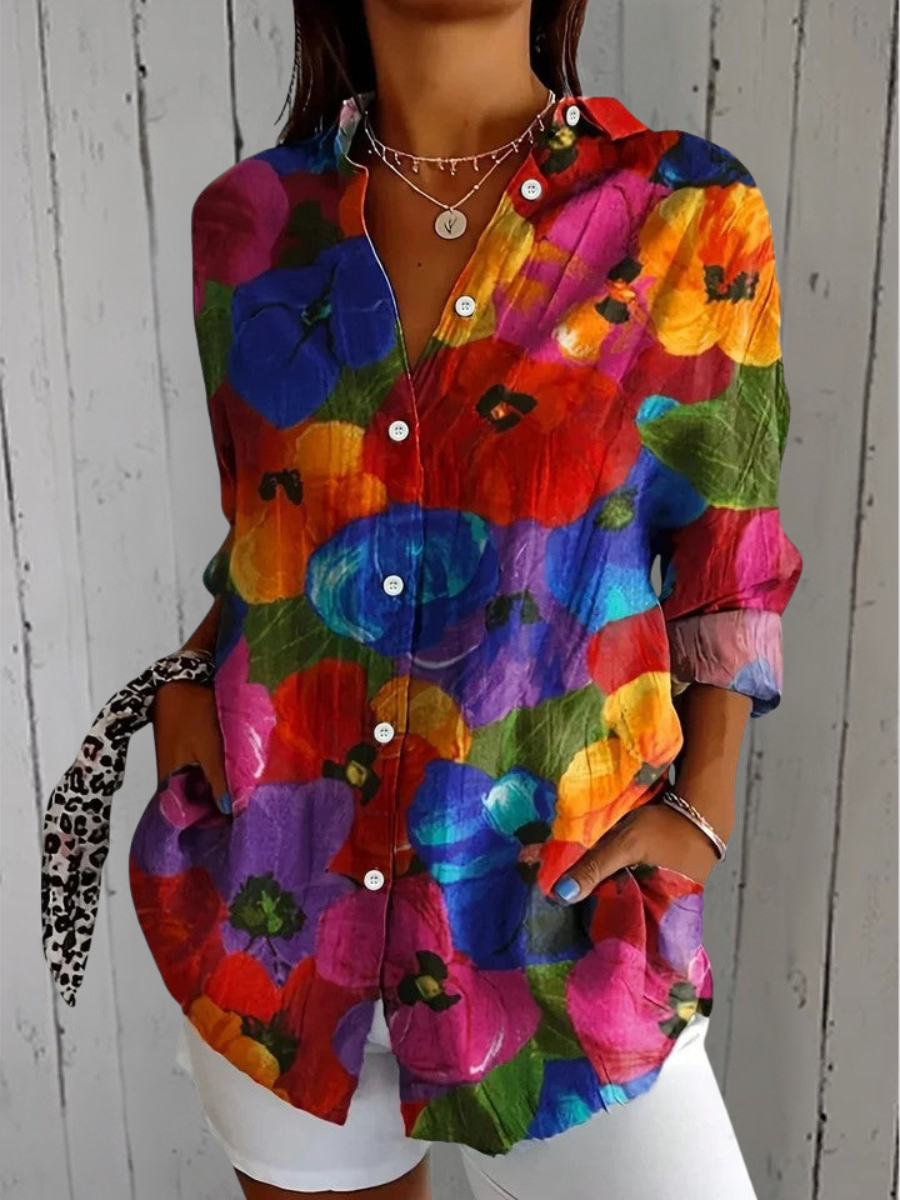 Anika | Vibrant Artistic Button-Up Shirt