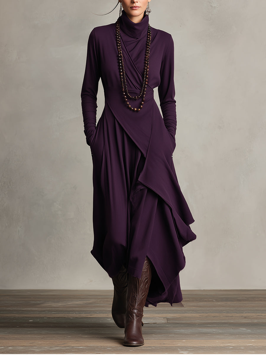 Asymmetrical Maxi Dress for Women in Purple