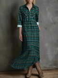 Maxi Dress with Plaid Print for Women with Long Sleeves MDA0514L8Y