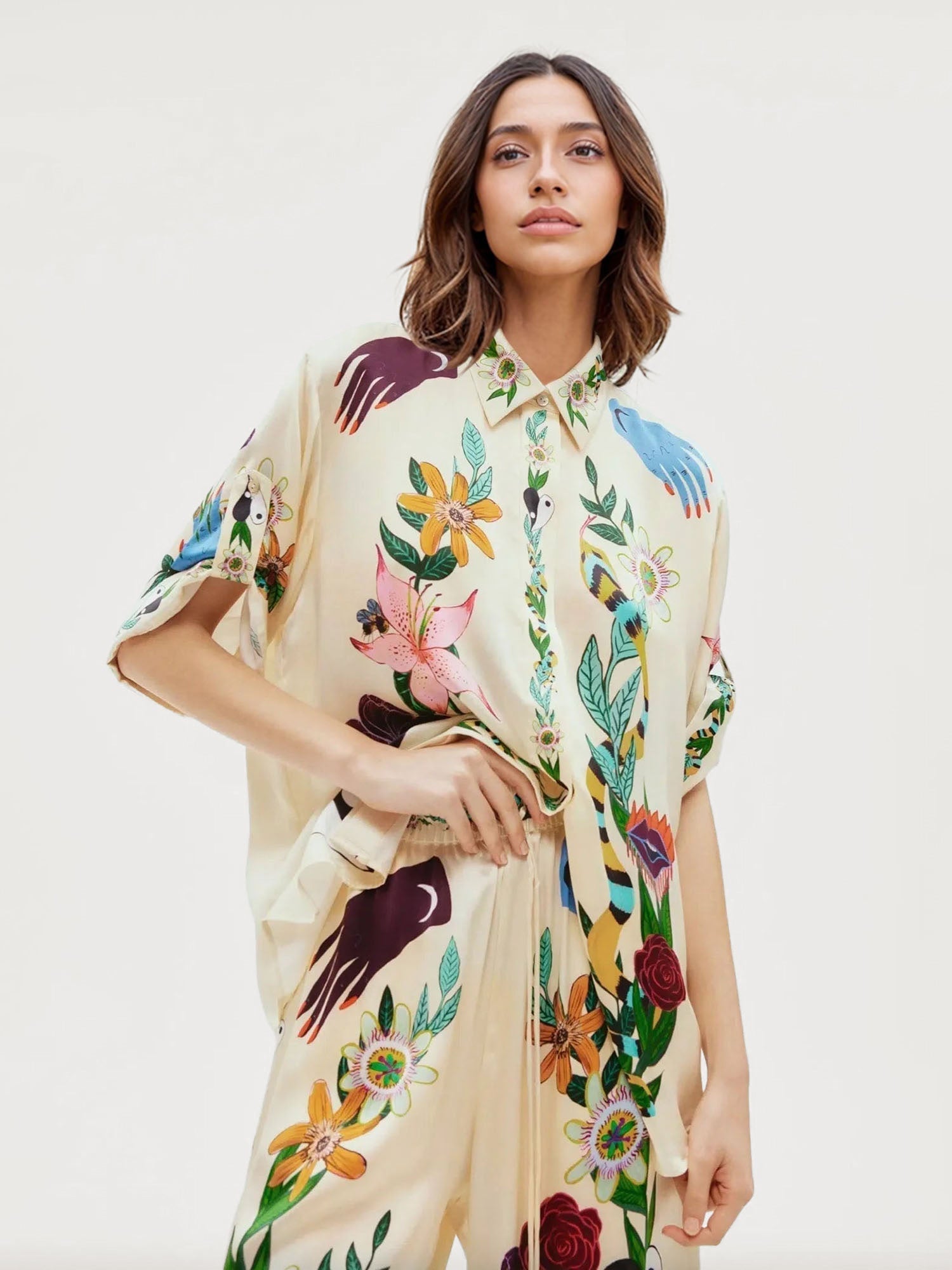 Large Blouse Shirt with Sophisticated Print