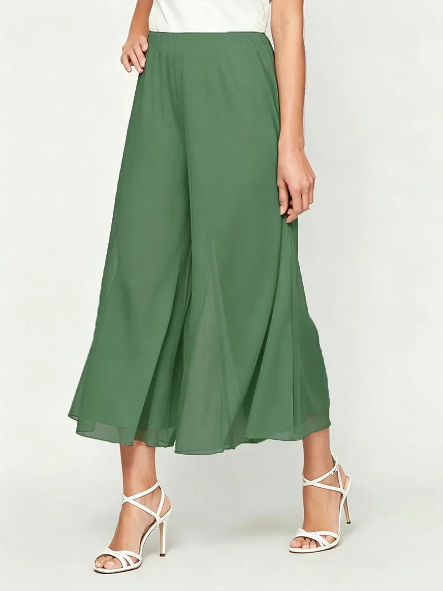Straight Short Pants with Chiffon Layer