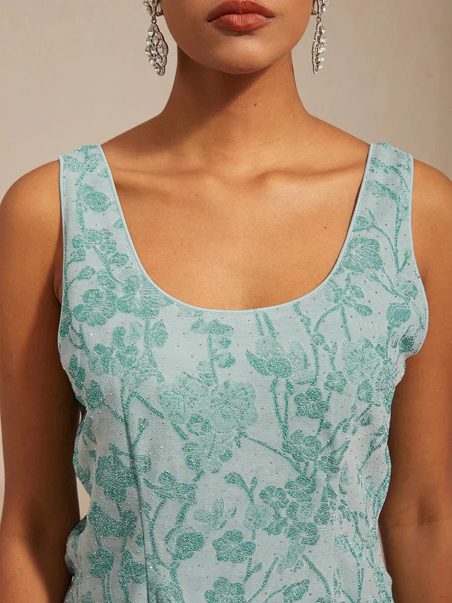 Twinst with Mandarin Collar and Zebra Pattern Adorned with Diamonds
