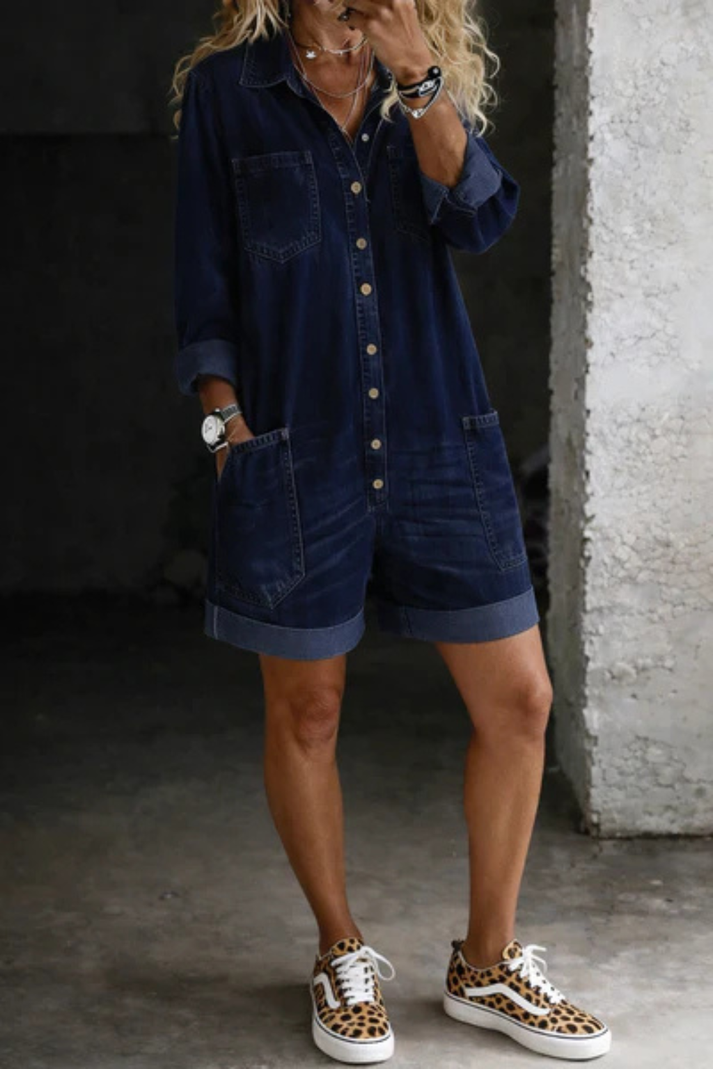 Short Casual Denim-Look Pants