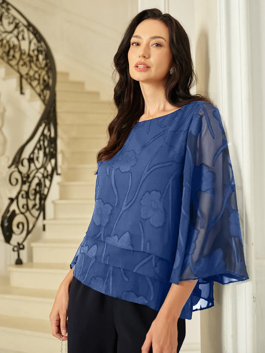 Silk Layered Blouse with Flowers