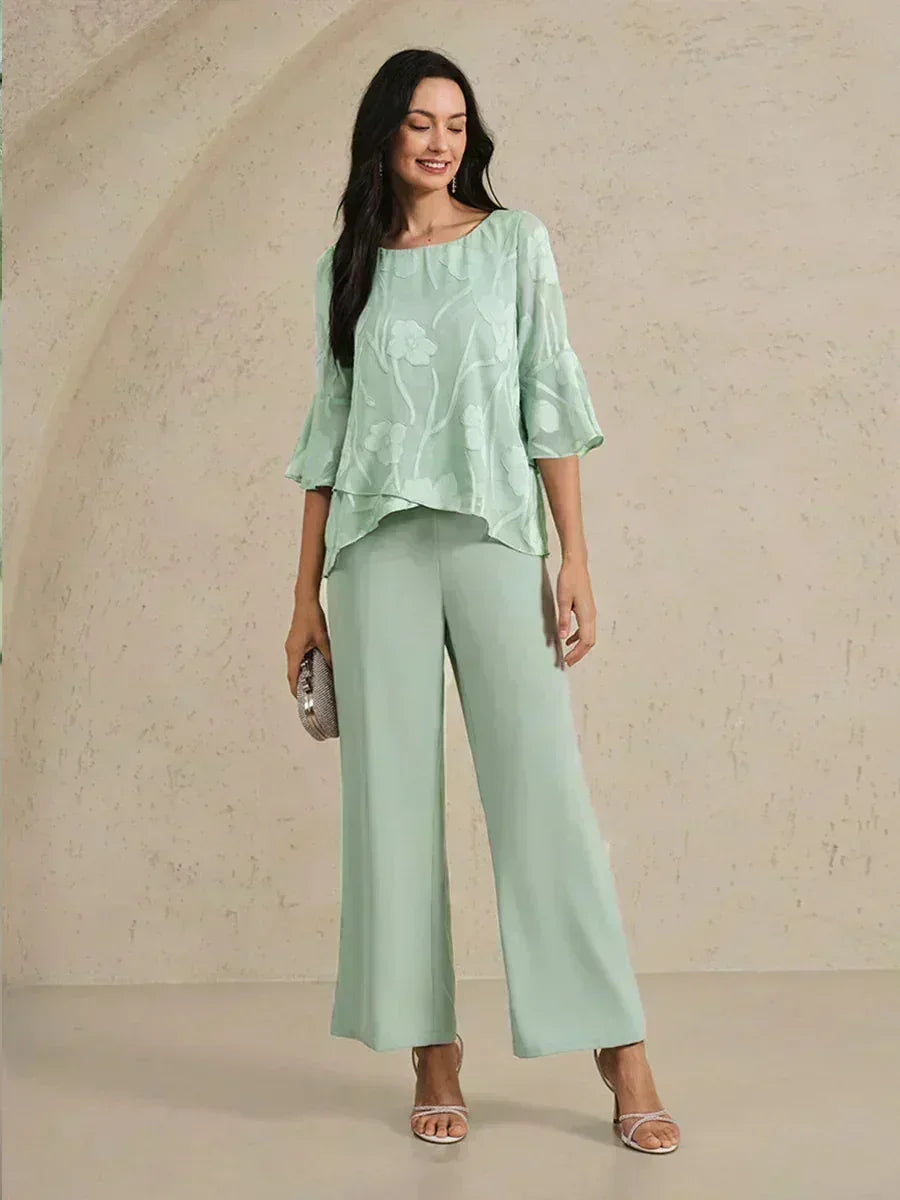 Elegant chiffon blouse with asymmetrical hem