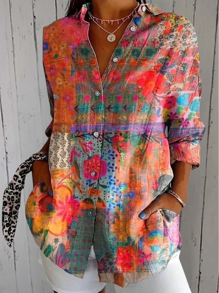 Anika | Vibrant Artistic Button-Up Shirt
