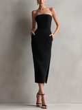 Elegant Black Midi Dresses for Women MDZ0669A6AN