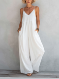 Women's Summer Bodysuit in White Made of Cotton and Linen MDZ0246C9AN