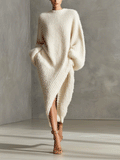 Shimmery Asymmetrical Midi Dresses in Mink Fox for Women MDA0245I2I