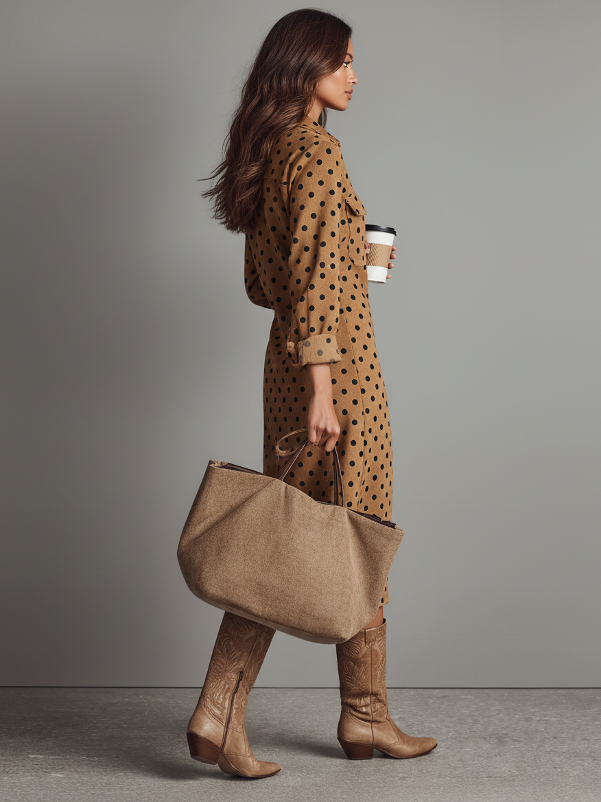 Midi Dress with Polka Dot Pants for Women Model MDA2622I3Y