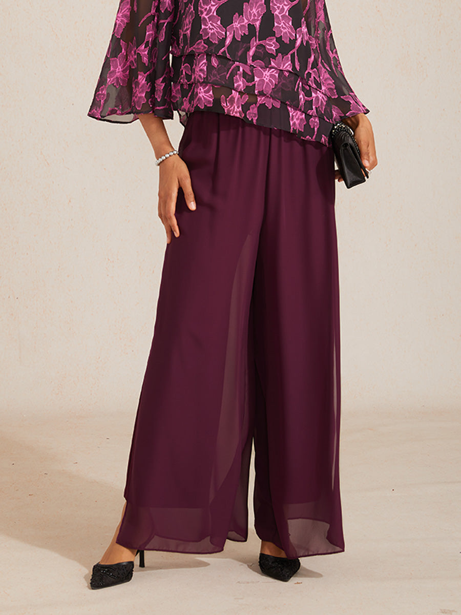 Straight Pants with Chiffon Layer