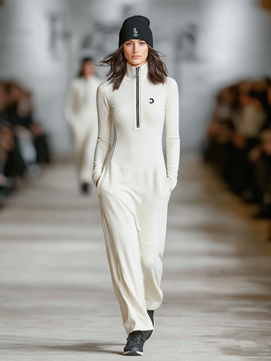 Sport Maxi Dresses for Women with Half High Collar and Zipper MDA3197G9Y