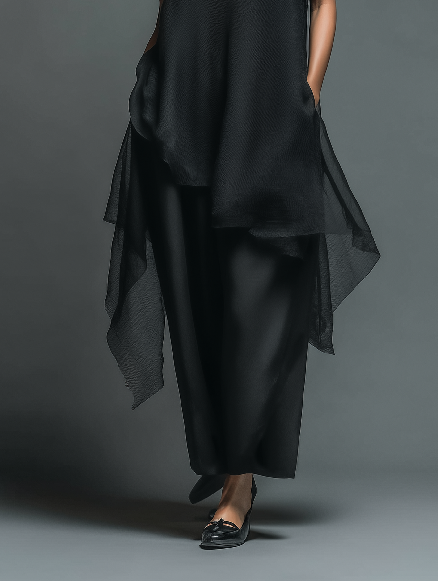 Minimalist Slip Dresses for Women in Acetate Blend with Maxi Dress and Chiffon Layer MDZ2702A3Y