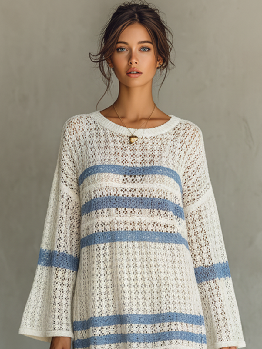 Women’s Open Mini Stripe Dress in Vacation Style MDA1806L6Y