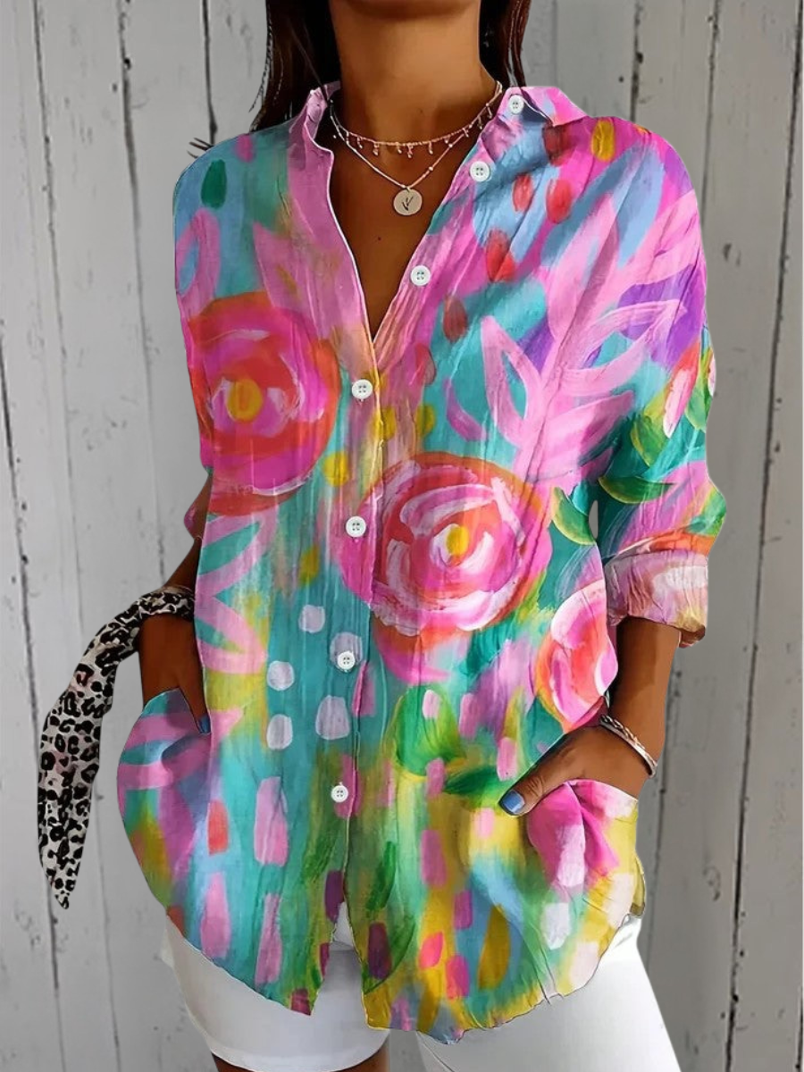 Anika | Vibrant Artistic Button-Up Shirt