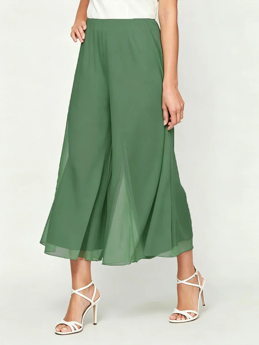 Straight Short Pants with Chiffon Layer