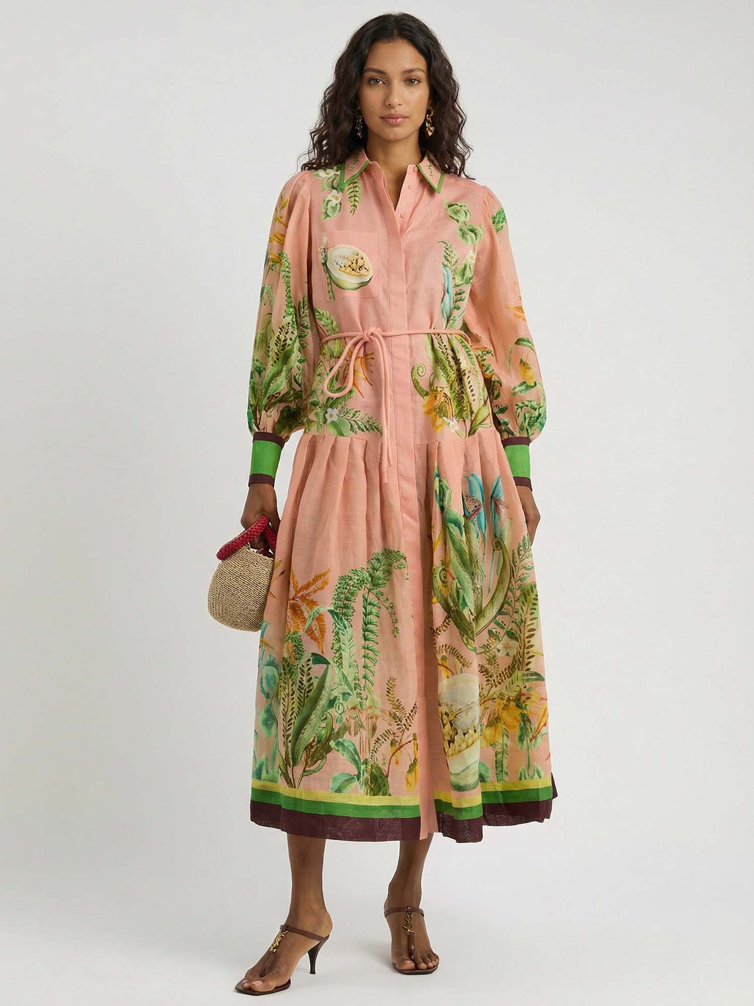 Worn Maxi Dress with Papaya Belt