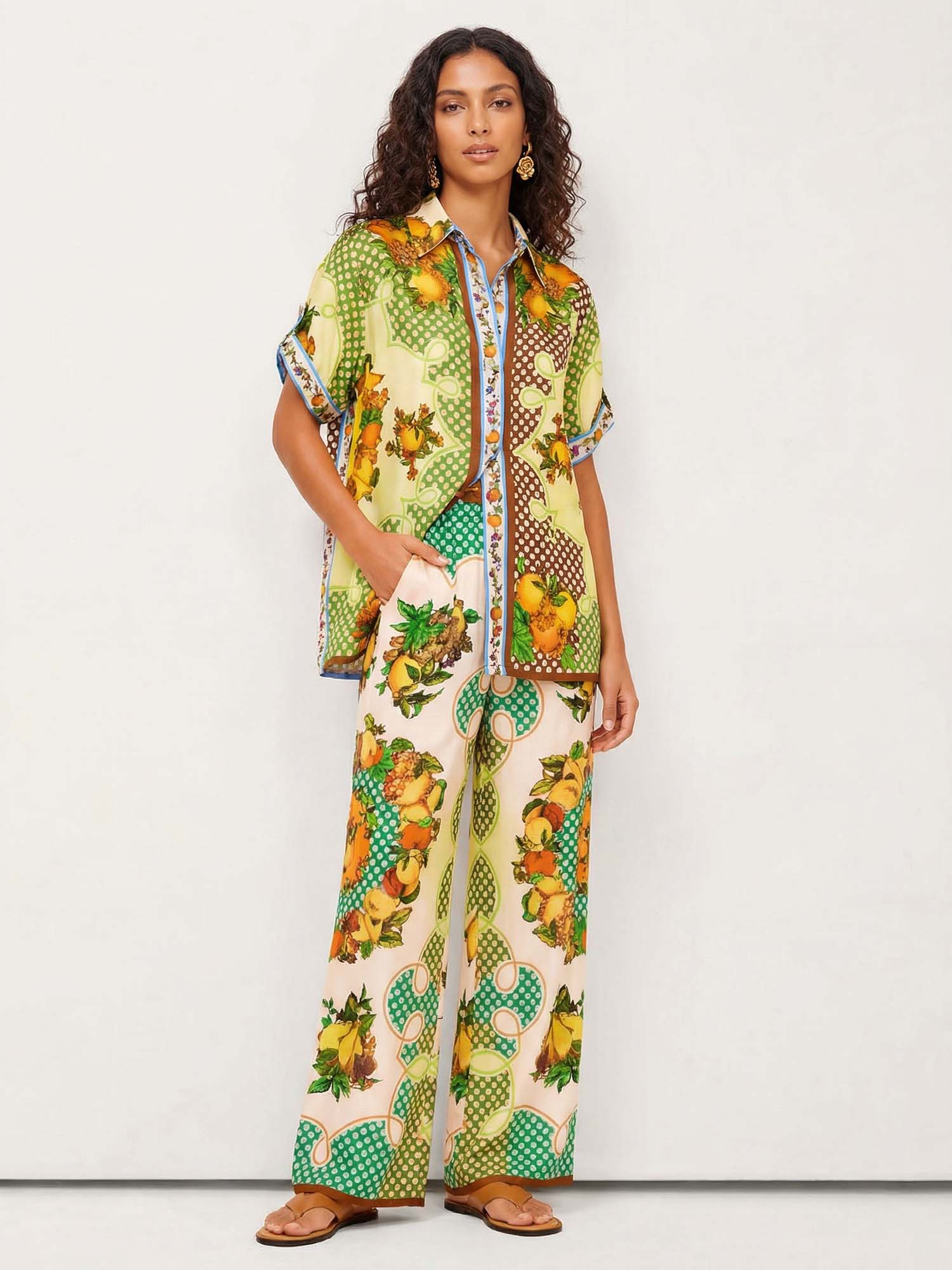 Multicolored Retro Graffiti Lemon Pants