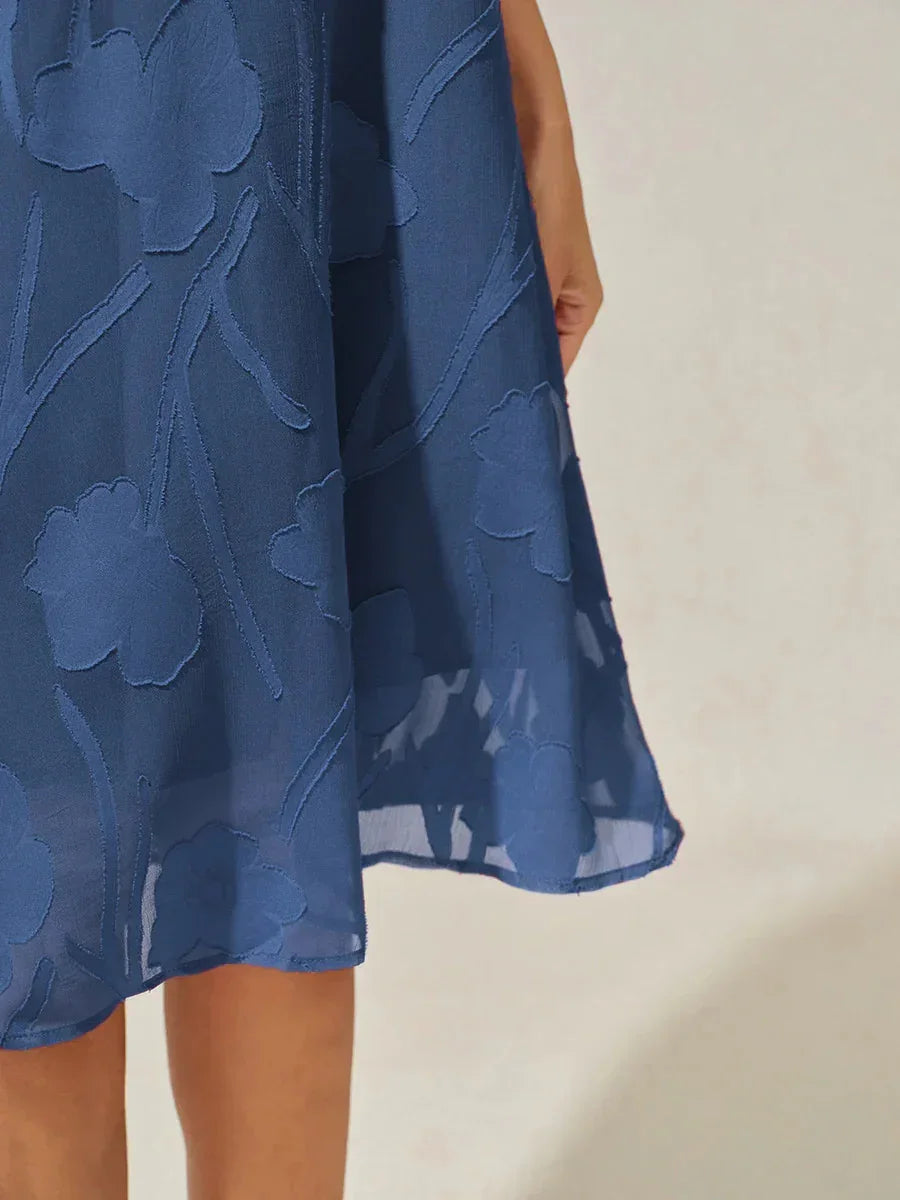 A-Line Chiffon Dress with Flowers, Knee Length
