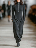 Sport Maxi Dresses for Women with Half High Collar and Zipper MDA3197G9Y