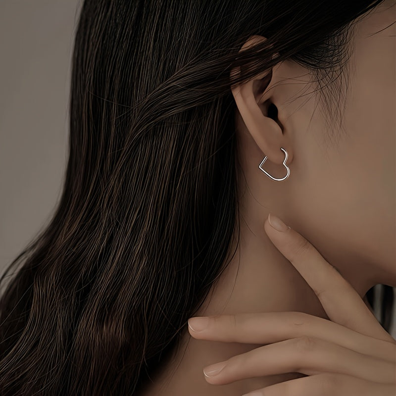 Gold Heart-Shaped Earrings Made of Stainless Steel