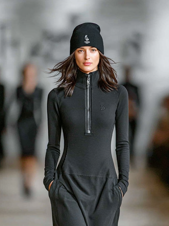 Sport Maxi Dresses for Women with Half High Collar and Zipper MDA3197G9Y