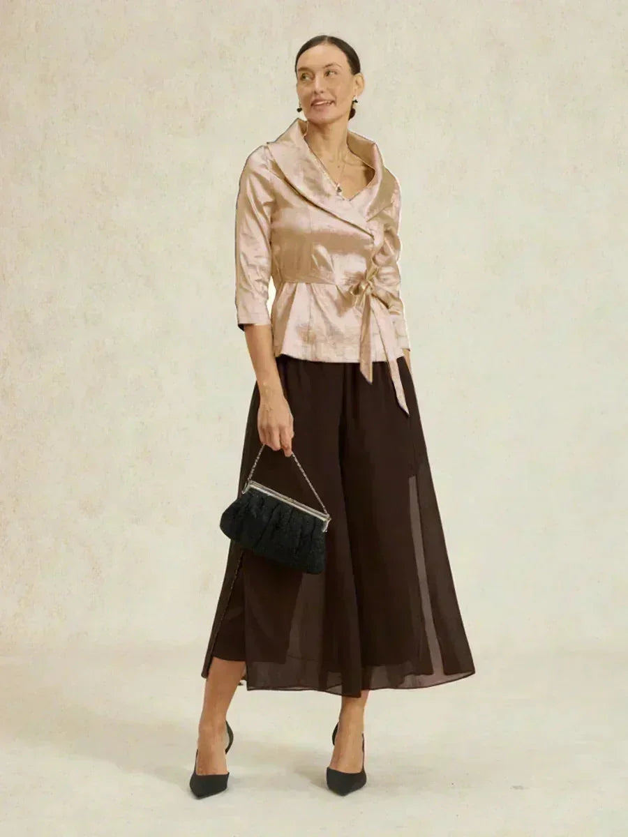 Straight Short Pants with Chiffon Layer