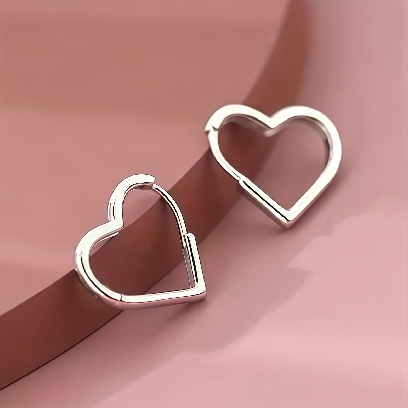 Gold Heart-Shaped Earrings Made of Stainless Steel