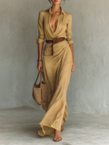Maxi Dresses with Collar for Women, Long Sleeves and One Closure MDA1500G4Y
