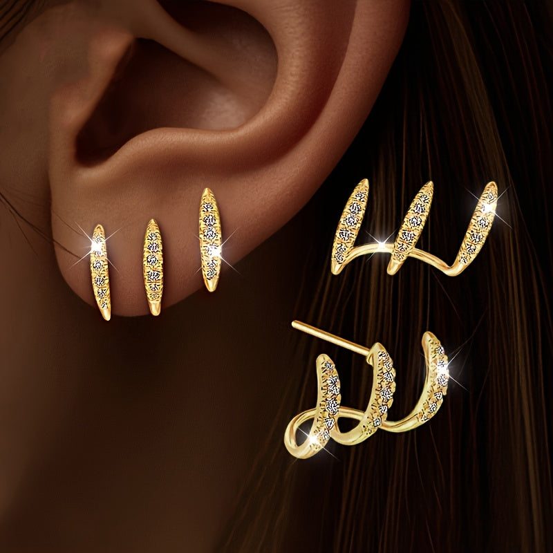 Elegant earrings with gemstones in three settings