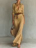 Camille™ | Maxi Dress with Reverse and Waist Belt
