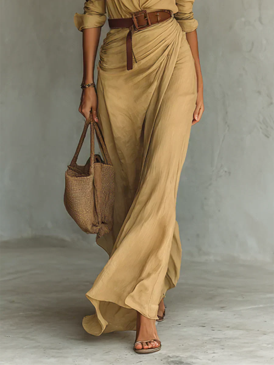 Camille™ | Maxi Dress with Reverse and Waist Belt