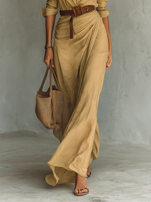 Camille™ | Maxi Dress with Reverse and Waist Belt