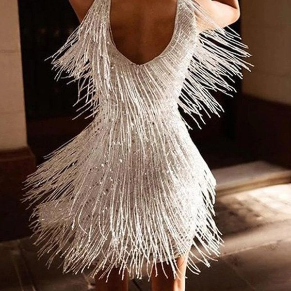 Fringela | Elegant Fringe Party Dress