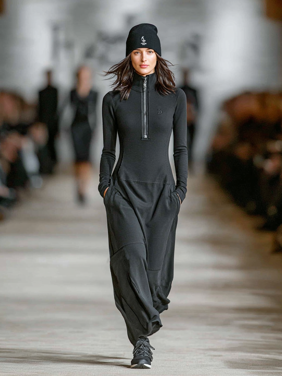 Sport Maxi Dresses for Women with Half High Collar and Zipper MDA3197G9Y