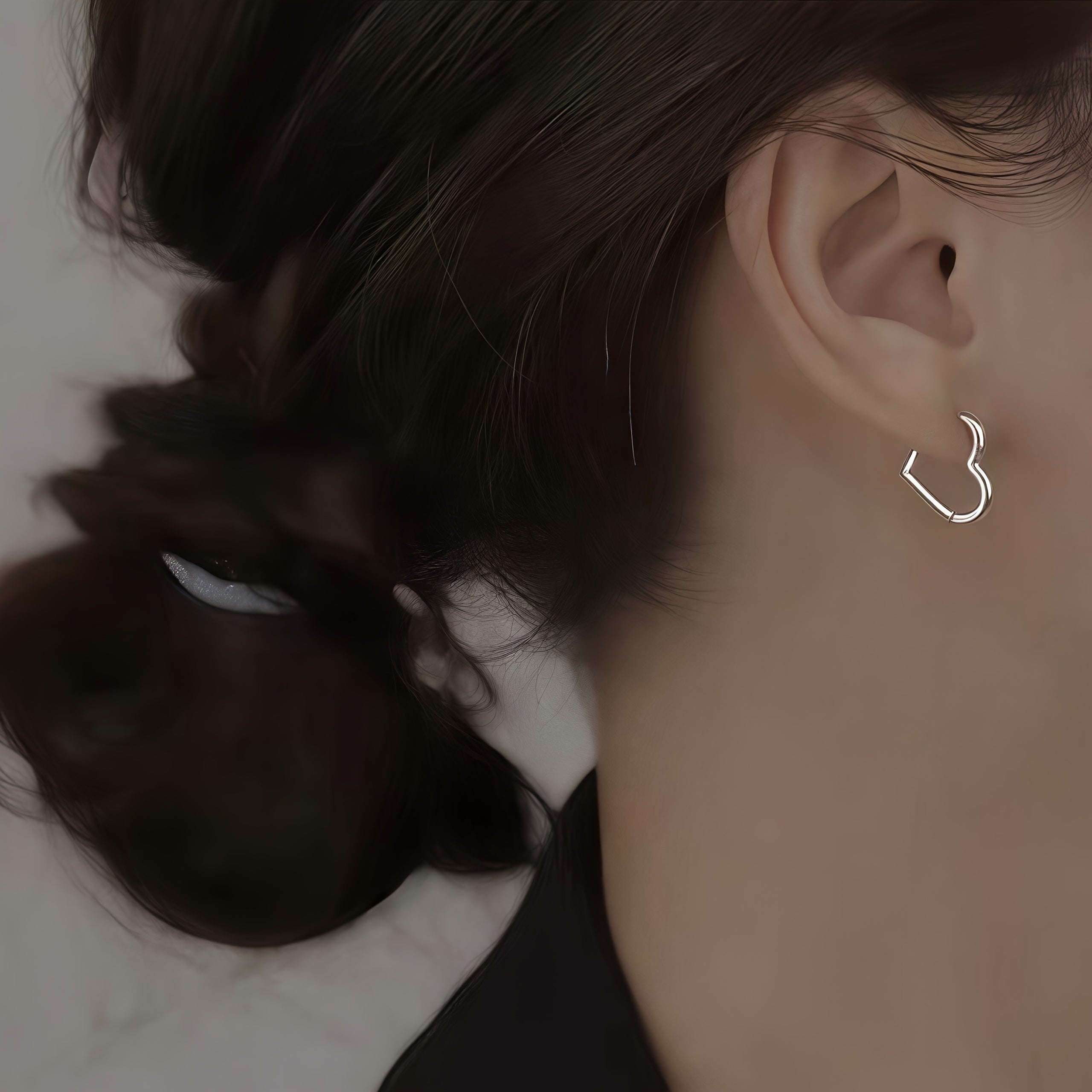 Gold Heart-Shaped Earrings Made of Stainless Steel