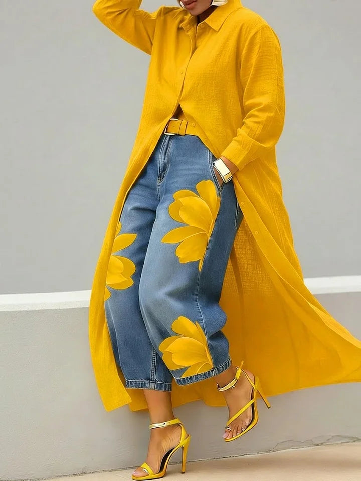 Very | Long Sleeve Shirt and Floral Jeans Coordinate