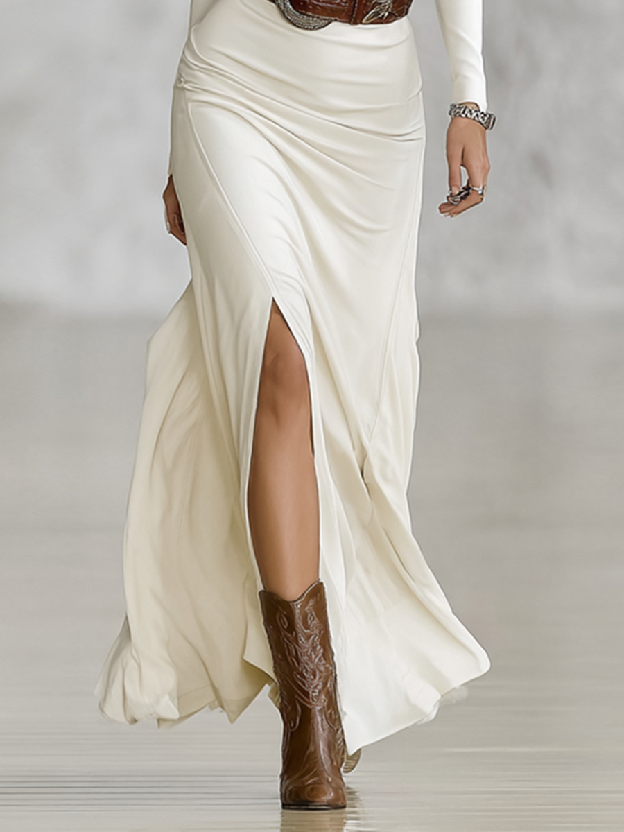 Maxi Dresses with Collar and Long Sleeves for Women (Without Belt) MDA2480G9Y