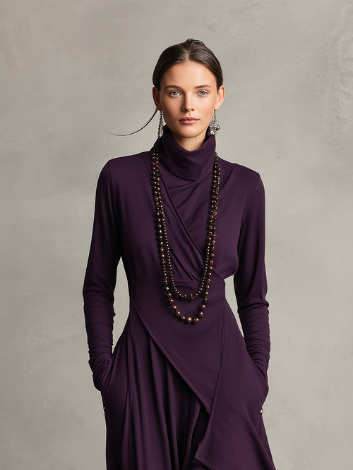 Asymmetrical Maxi Dress for Women in Purple