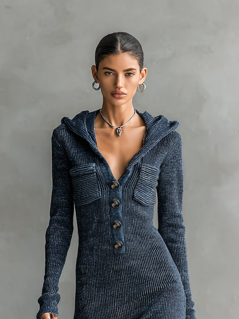 Knitted Maxi Dresses with Hood for Women MDA1451H6Y