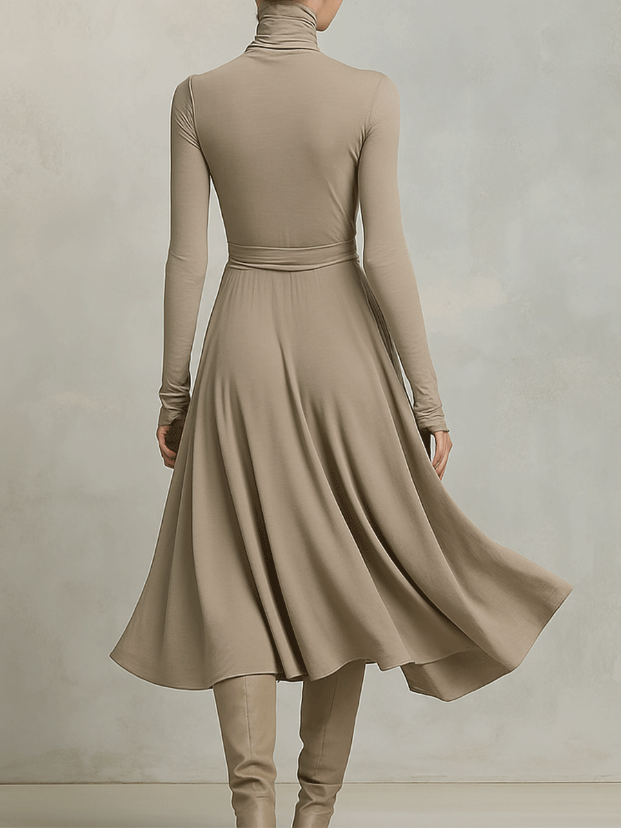 Knitted Midi Dress for Women with Long Flattering Sleeves MDA2446G6I